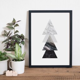 Triangles Art, Geometric Triangles, Modern Poster Print, Abstract Nordic Poster, Marble Wall Decor - thumbnail 2