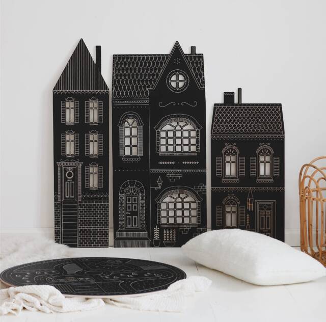 Large Tenement House, Chaolkboard, Walldecor, Wallart, Wooden Toy, Kids Room Decoration - image 1