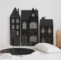 Large Tenement House, Chaolkboard, Walldecor, Wallart, Wooden Toy, Kids Room Decoration - thumbnail 1
