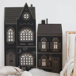 Large Tenement House, Chaolkboard, Walldecor, Wallart, Wooden Toy, Kids Room Decoration - thumbnail 3