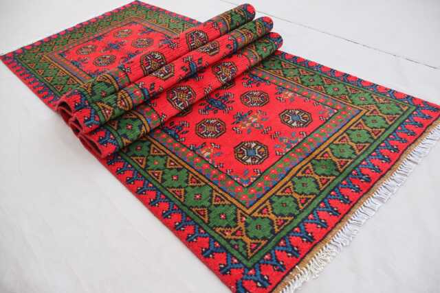 2'6x9'6 Ft Multicolor Runner Rug, Afghan Hand Knotted Veg Dyes Wool Rug, Green Blue Red, Turkmen Oriental Tribal Hallway - image 1