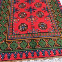 2'6x9'6 Ft Multicolor Runner Rug, Afghan Hand Knotted Veg Dyes Wool Rug, Green Blue Red, Turkmen Oriental Tribal Hallway - thumbnail 3