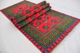 2'6x9'6 Ft Multicolor Runner Rug, Afghan Hand Knotted Veg Dyes Wool Rug, Green Blue Red, Turkmen Oriental Tribal Hallway - thumbnail 1