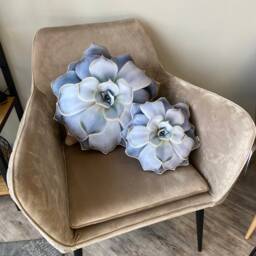 Grey Succulent Shape Pillow Realistic Small Echeveria Cushion, Plant Gift - thumbnail 2