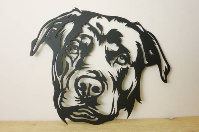 Rottweiler Metal Wall Art, Rusty Steel Dog Portrait Decor - image 1