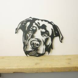 Rottweiler Metal Wall Art, Rusty Steel Dog Portrait Decor - thumbnail 2