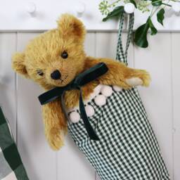 Personalised Green Check Gingham Christmas Santa Stocking - thumbnail 3
