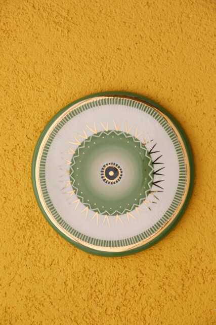 Green - Handmade Gold Decorated Ceramic Evil Eye Wall Hanging Large 20cm - 7, 8'' - image 1