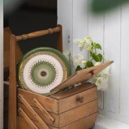 Green - Handmade Gold Decorated Ceramic Evil Eye Wall Hanging Large 20cm - 7, 8'' - thumbnail 2