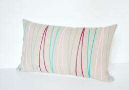 Geometric Linen Pillow Cover Beige With Colorful Stripes, 12x20