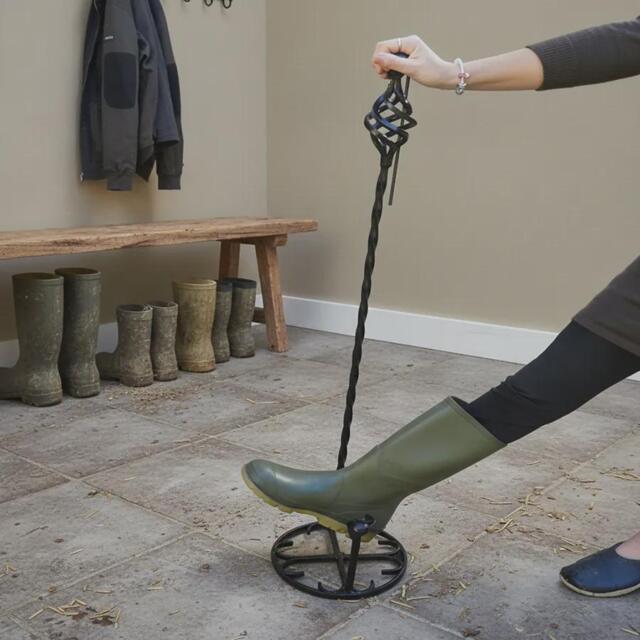 The Purbeck Tall Welly Boot Jack With Balance Handle - Hand-Forged Wrought Iron Free-standing Puller Fully Welded Mud-Room Tool - image 1
