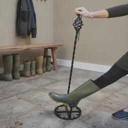 The Purbeck Tall Welly Boot Jack With Balance Handle - Hand-Forged Wrought Iron Free-standing Puller Fully Welded Mud-Room Tool