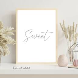Bedroom Wall Art, Sweet Dream Prints, Grey Decor, Neutral Art Posters, Heart Set Of 3 Posters - thumbnail 3
