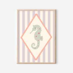 Bright Pastel Ocean & Shell Themed Prints For A Nursery, Little Girls Room Or Playroom. - Prints Only, Unframed - thumbnail 3