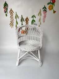 Wicker Kids Chair, Rattan Toddler Wicker Armchair, Child Furniture, Baby White