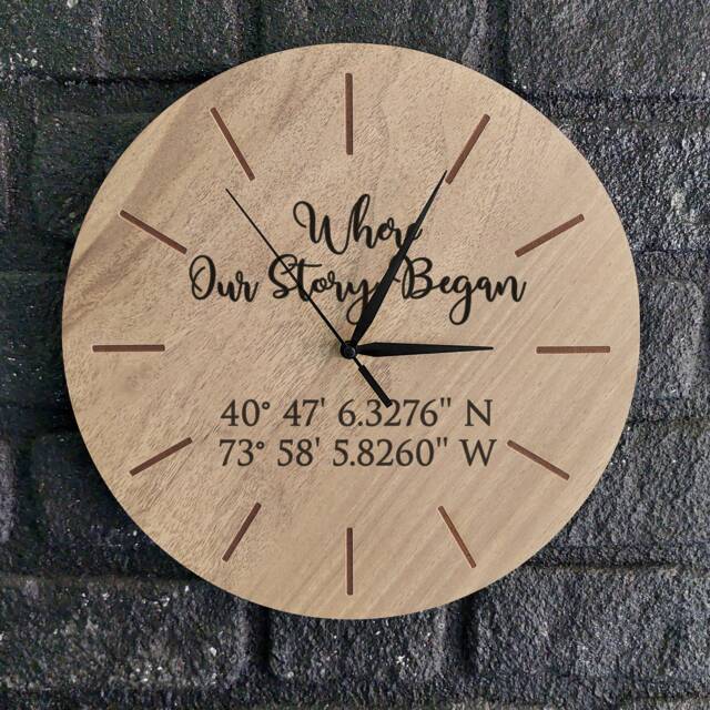 Personalized Wooden Wall Clock - Engraved Family Photo, Custom Text - image 1