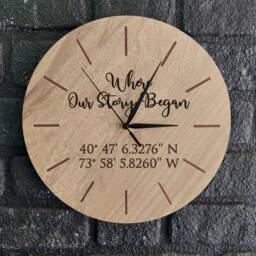 Personalized Wooden Wall Clock - Engraved Family Photo, Custom Text - thumbnail 1