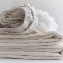 Linen Fitted Sheets in White - Deep Pocket Sheets From Softened Linen Twin Full Queen King Cal Bedding - thumbnail 3