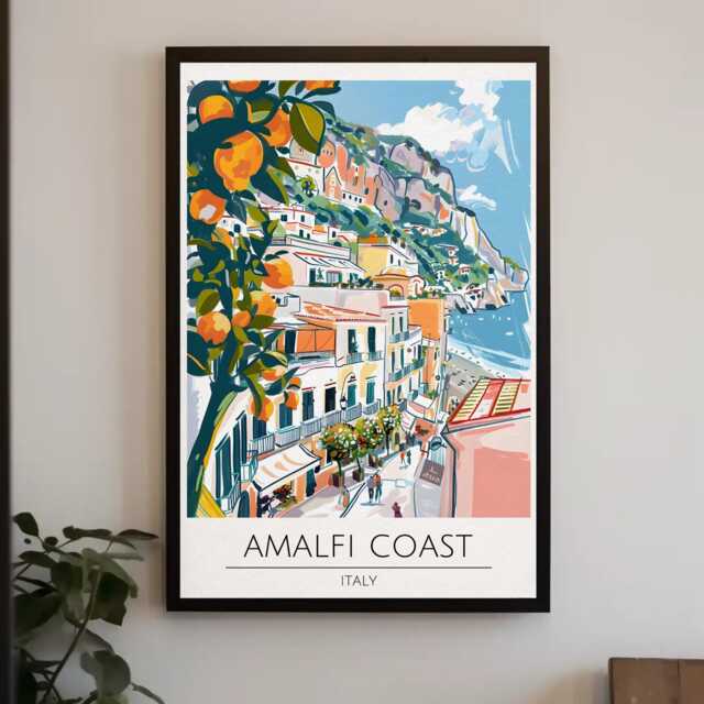 Amalfi Coast Italy Metal Poster Vintage Style Wall Art - image 1
