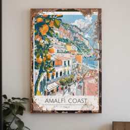 Amalfi Coast Italy Metal Poster Vintage Style Wall Art - thumbnail 2