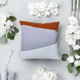 Mid-Century Burnt Orange Vegan Leather Pillow Cover Modern Scandinavian Design - thumbnail 1