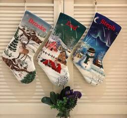 Personalized Large Crystal Velvet Monogrammed Christmas Stockings Holidays Decoration Stockings-Gift Collection Bag Ornaments