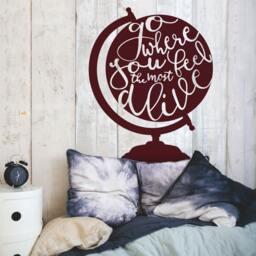 Adventure Globe Wall Decal - Inspirational Quote, Dorm Room Decor - thumbnail 2