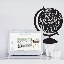 Adventure Globe Wall Decal - Inspirational Quote, Dorm Room Decor