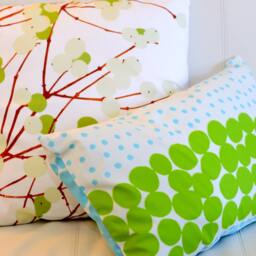 Handmade Snow Berry Pillow Cover, Scandinavian Botanical Cotton Cushion - 18x18 Inches - thumbnail 4