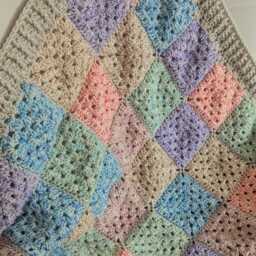 Pastel Granny Square Crochet Blanket, Handmade Cottagecore Throw, Soft Farmhouse Afghan - thumbnail 3