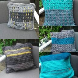 Hooked Cushion, Crocheted Cushions, Cushion For Outside, Inside, Home Decoration Pillows, Crochet Pillowcase - thumbnail 1