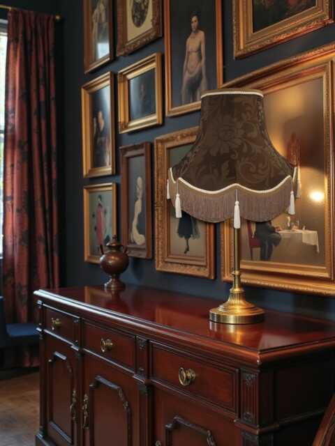 Traditional Cocoa Brocade Lampshade Handmade For Table & Floor Standard Lamp Bases, Wall Light Fixtures, Ceiling Fittings - image 1