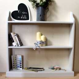 Solid Wood Bookcase Hand-Painted Pale Grey, Traditional Pine Shelf, Ready Assembled - thumbnail 2