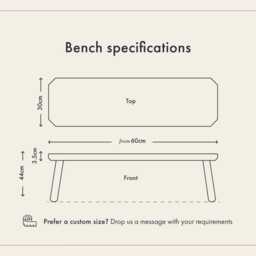 Pippa Bench Pine Top With Hexagonal Ash Legs, Handmade, Custom Sizes - thumbnail 2