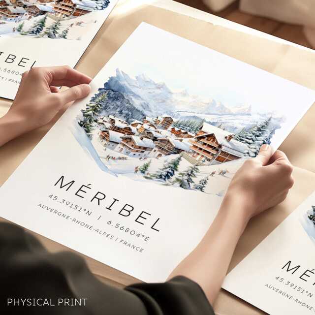 Meribel Travel Print, M??ribel Ski Les 3 Vall??es, Skiing Gift For Skier, Gifts, Wall Art - image 1