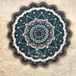Large Crochet Rug - Round Area Lace Wedding Gift Nursery Mat Rustic Farm Circular Entryway Decor - thumbnail 2