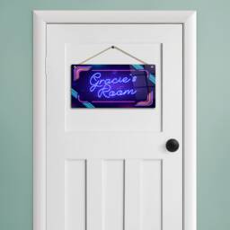 Personalised Neon Print Room Sign - Purple Disco Theme. Gloss Metal Wall Art - thumbnail 3