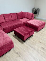 Red Velvet Storage Ottoman, Handmade Chesterfield Design, UK Made - thumbnail 2
