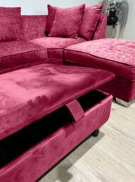 Red Velvet Storage Ottoman, Handmade Chesterfield Design, UK Made - thumbnail 4