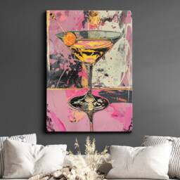 Martini Cocktail Glass Beverage Watercolor Drink Painting Framed Poster Print & Canvas Wall Decor Art Bedroom Home Interior Bar Gift