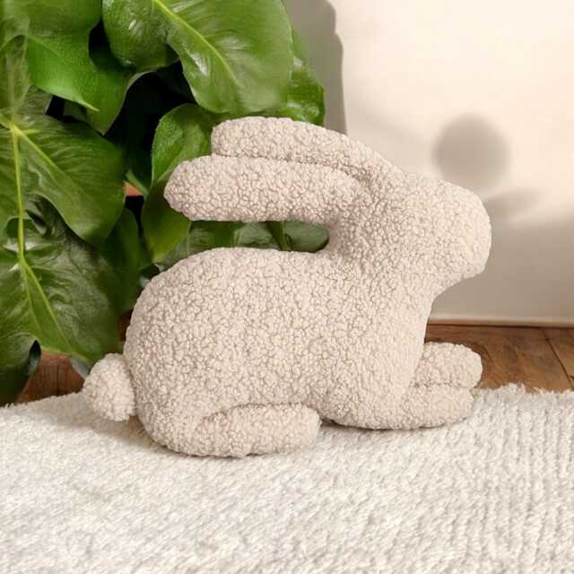 Teddy Fabric Bunny Pillow Handmade Easter Nursery Decor - image 1