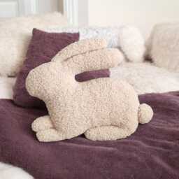 Teddy Fabric Bunny Pillow Handmade Easter Nursery Decor - thumbnail 2