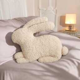 Teddy Fabric Bunny Pillow Handmade Easter Nursery Decor - thumbnail 3