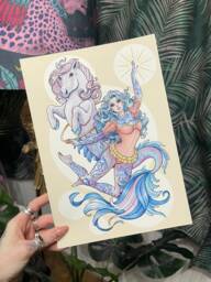 The Hippocampus & The Tattooed Lady A4 Art Print - thumbnail 1