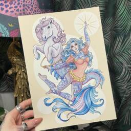 The Hippocampus & The Tattooed Lady A4 Art Print - thumbnail 2