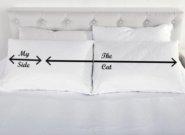 My Side The Cat Pillow Cases Lover Gift Printed Case Novelty Anniversary Christmas Valentines 200Tc 100% Cotton Excellent Quality