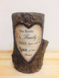 Family Tree Oak Love Log Candle Fall Sculpted Painted Candle~ Anniversary Gift Rustic Unique Wedding - thumbnail 1