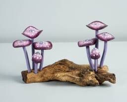 Purple Mushroom Sculpture, Unique Statue, Handicraft, Wood Carving, Magical, Woodland, Bedroom Decoration, Gift For Him, Daughter