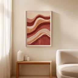 Abstract Terracotta Wave Poster, Mid Century Modern Wall Art, Retro Desert Print - thumbnail 3