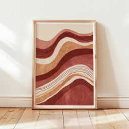 Abstract Terracotta Wave Poster, Mid Century Modern Wall Art, Retro Desert Print - thumbnail 4